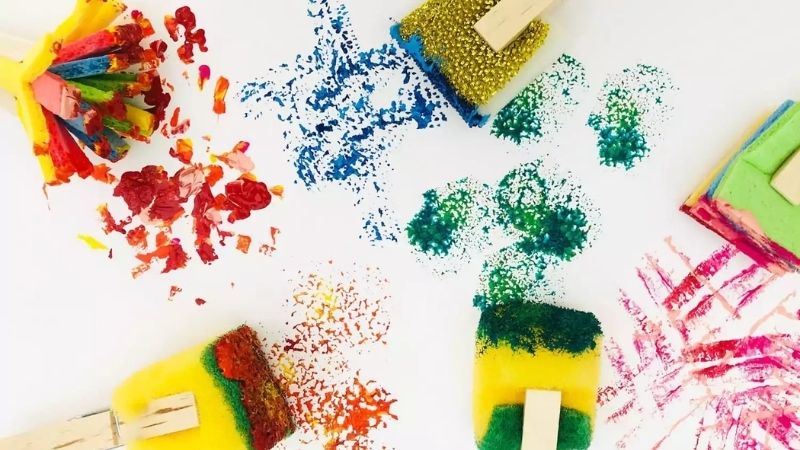 colorful painting created with sponges