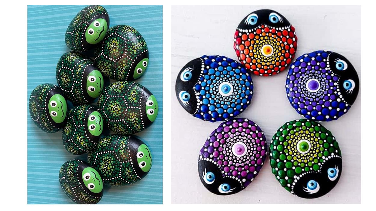 stones painted like bugs and turtles