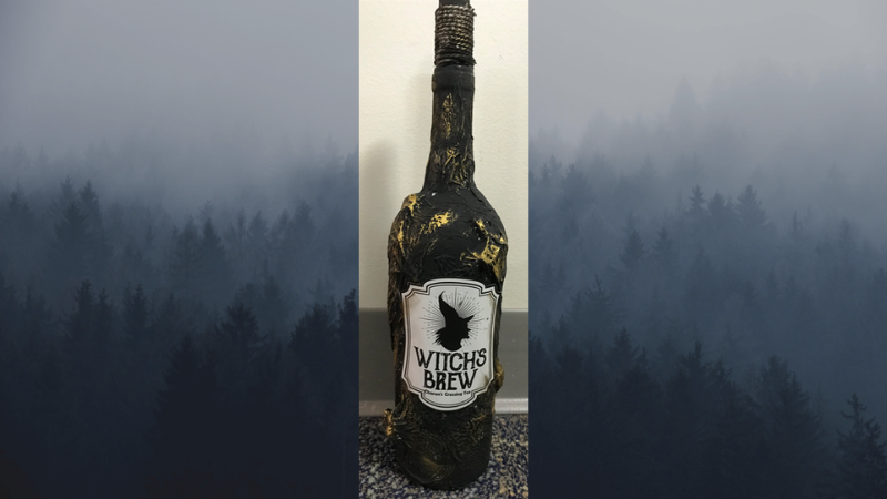 recycled wine bottle halloween decoration