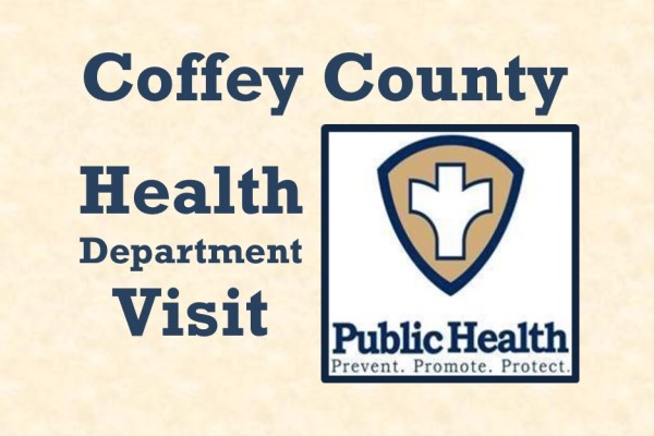 Coffey County Heath Department Logo and Health Department Visit text